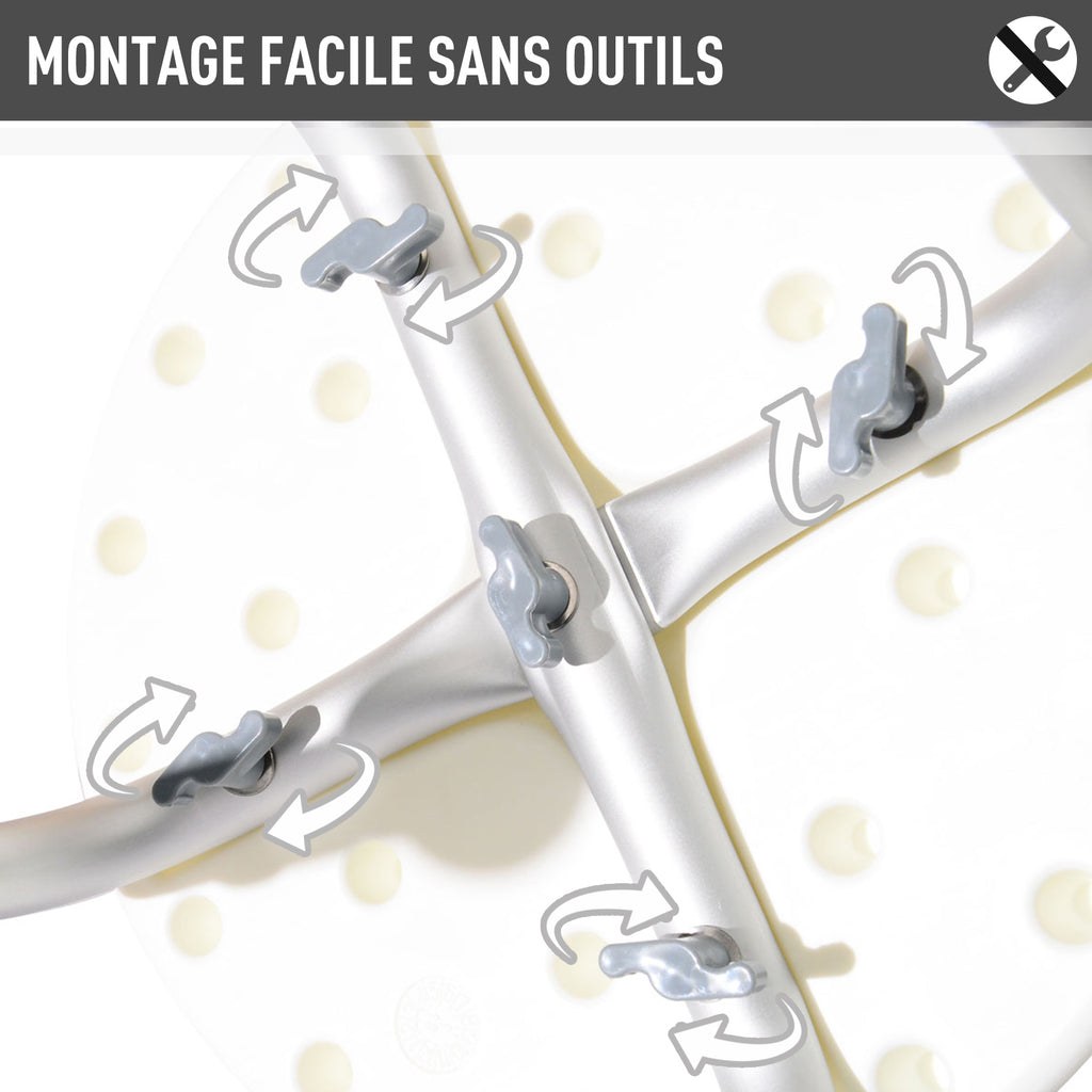 Tabouret de Douche réglable en Hauteur siège de Douche Ergonomique Pieds antidérapants Charge Max. 136 Kg alu HDPE Blanc