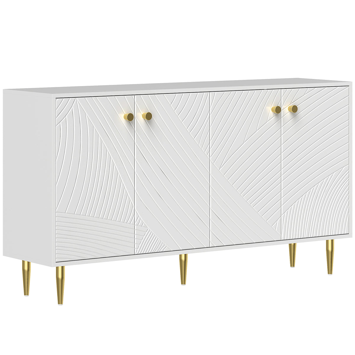Buffet salon meuble de rangement avec étagères réglables, placards à portes, 140 x 35 x 77,5 cm, blanc