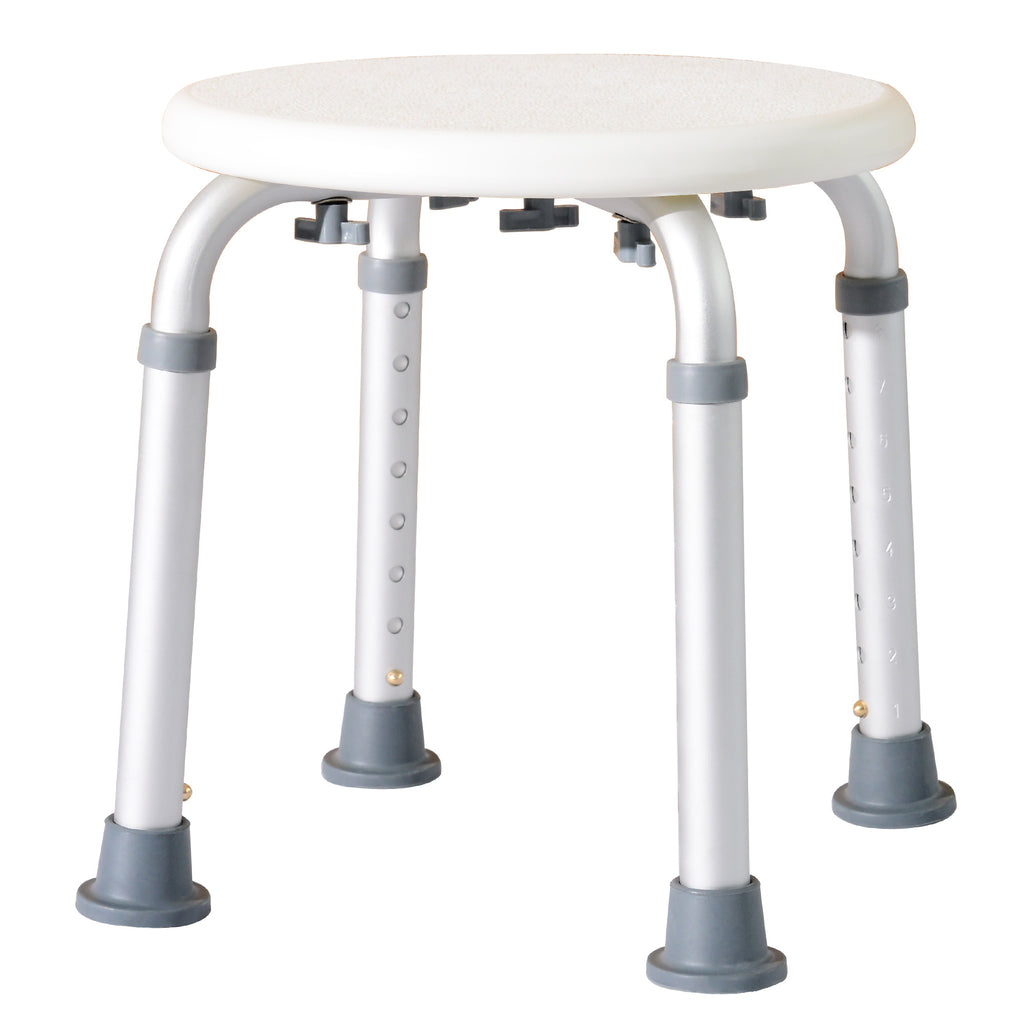 Tabouret de Douche réglable en Hauteur siège de Douche Ergonomique Pieds antidérapants Charge Max. 136 Kg alu HDPE Blanc