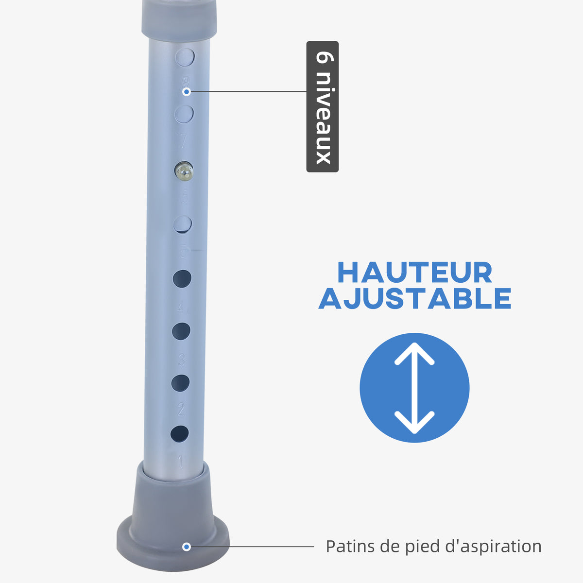 tabouret de douche chaise de douche ergonomique hauteur réglable pieds antidérapants charge max. 136 Kg alu HDPE