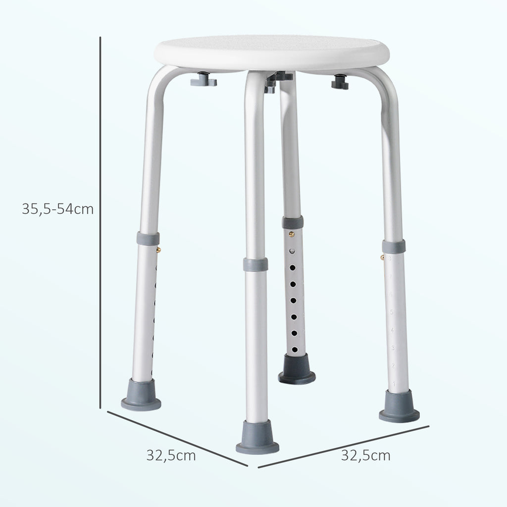 Tabouret de Douche réglable en Hauteur siège de Douche Ergonomique Pieds antidérapants Charge Max. 136 Kg alu HDPE Blanc