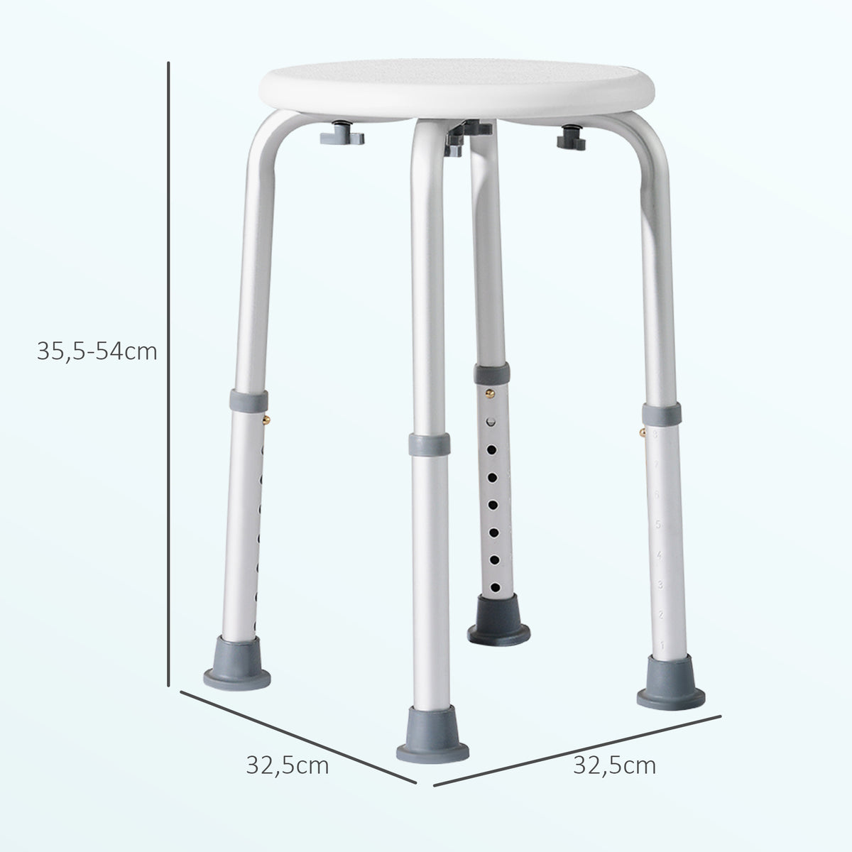 Tabouret de Douche réglable en Hauteur siège de Douche Ergonomique Pieds antidérapants Charge Max. 136 Kg alu HDPE Blanc