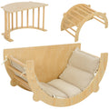 3 en 1 Arche d'escalade fauteuil à bascule et table de jeu coussin, en bois naturel, pour enfants de 18 à 48 mois
