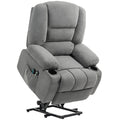 Fauteuil releveur relax électrique, fonction massage et chaleur, inclinaison réglable, repose-pied, télécommandes, gris