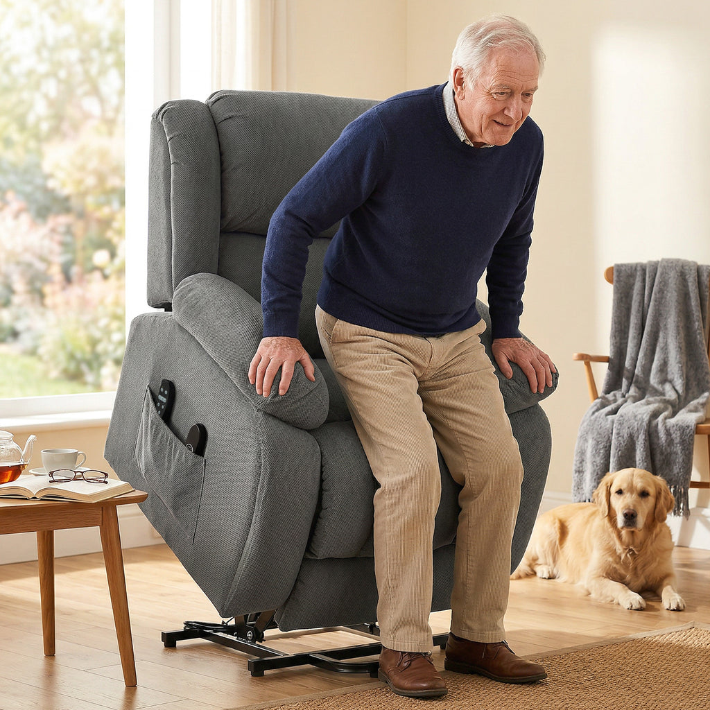 Fauteuil releveur électrique massage et chauffage avec repose-pied, dossier inclinable, télécommande et poche latérale