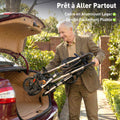 Déambulateur 4 Roues Pliable en Aluminium, Hauteur Réglable 6 Positions, Freins Doubles, Rangement, 64x67x92cm, Doré