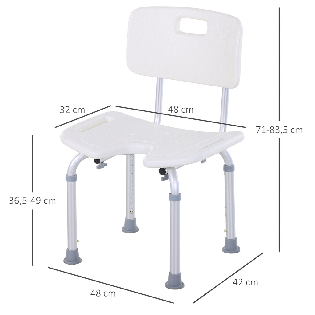 tabouret de douche chaise de douche ergonomique hauteur réglable pieds antidérapants charge max. 136 Kg alu HDPE